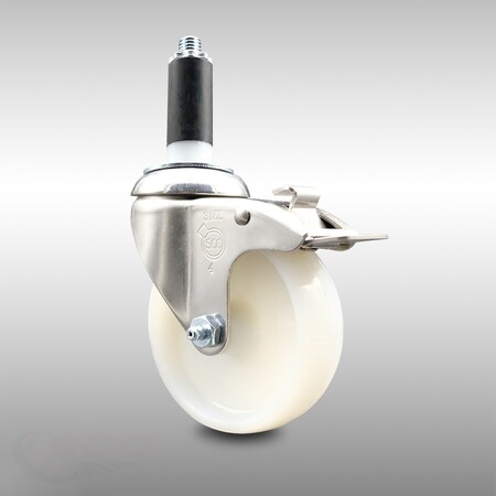 Service Caster 4 Inch 316SS Nylon Wheel Swivel 1-1/8 Inch Expanding Stem Caster Lock Brake SCC SCC-SS316TTLEX20S414-NYS-118